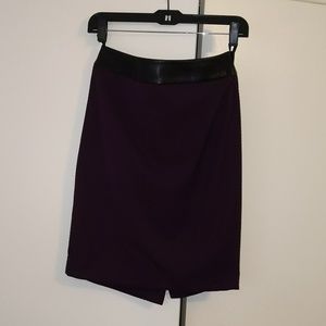 Leather and purple pencil skirt